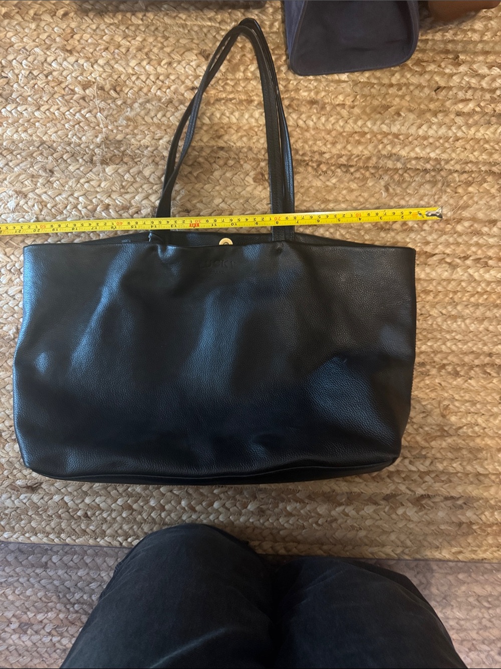 Classic Black Leather Tote Bag - Unbranded